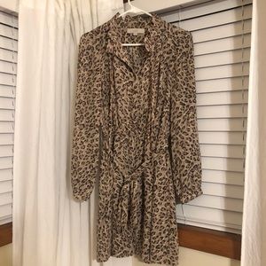 LOFT animal / leopard print long sleeve dress sz 4